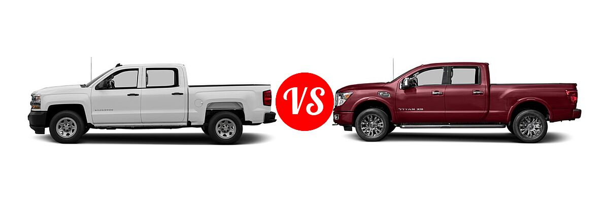 2016 Chevrolet Silverado 1500 Pickup Work Truck vs. 2016 Nissan Titan XD Pickup Platinum Reserve - Side Comparison