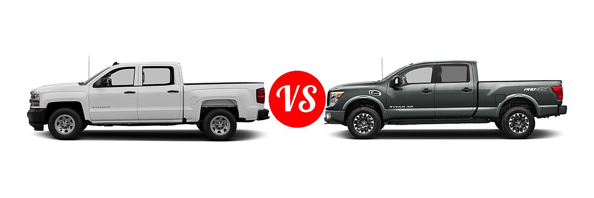 2016 Chevrolet Silverado 1500 Pickup Work Truck vs. 2016 Nissan Titan XD Pickup Diesel PRO-4X - Side Comparison