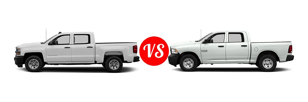 2016 Chevrolet Silverado 1500 Pickup Work Truck vs. 2016 Ram 1500 Pickup Tradesman - Side Comparison