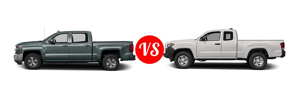 2016 Chevrolet Silverado 1500 Pickup LT vs. 2016 Toyota Tacoma Pickup SR - Side Comparison
