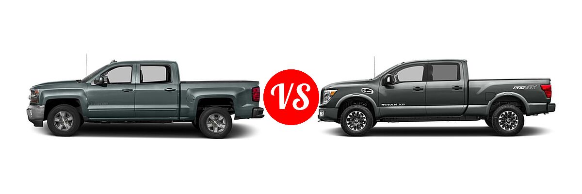 2016 Chevrolet Silverado 1500 Pickup LT vs. 2016 Nissan Titan XD Pickup Diesel PRO-4X - Side Comparison