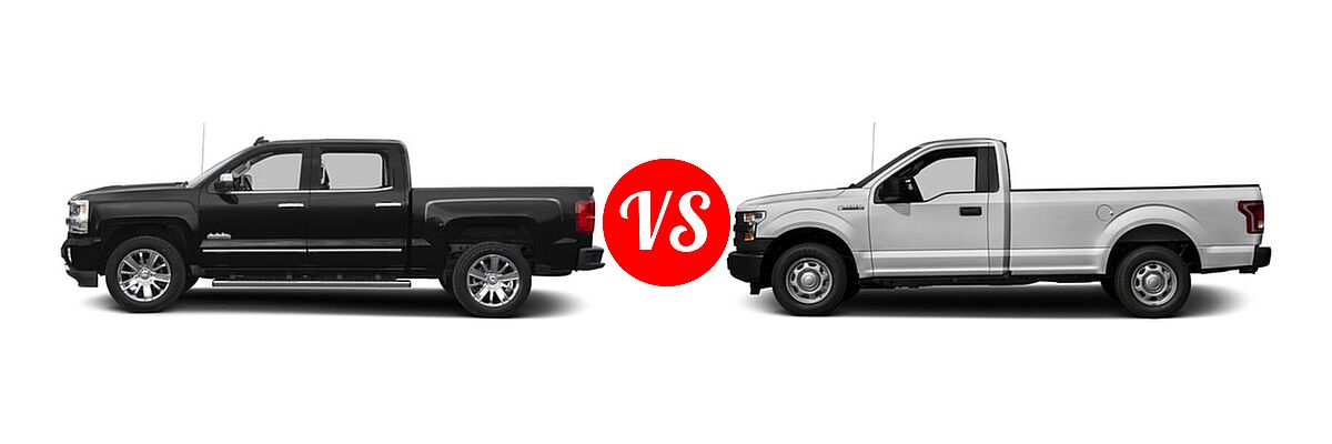 2016 Chevrolet Silverado 1500 Pickup High Country vs. 2016 Ford F-150 Pickup XL - Side Comparison