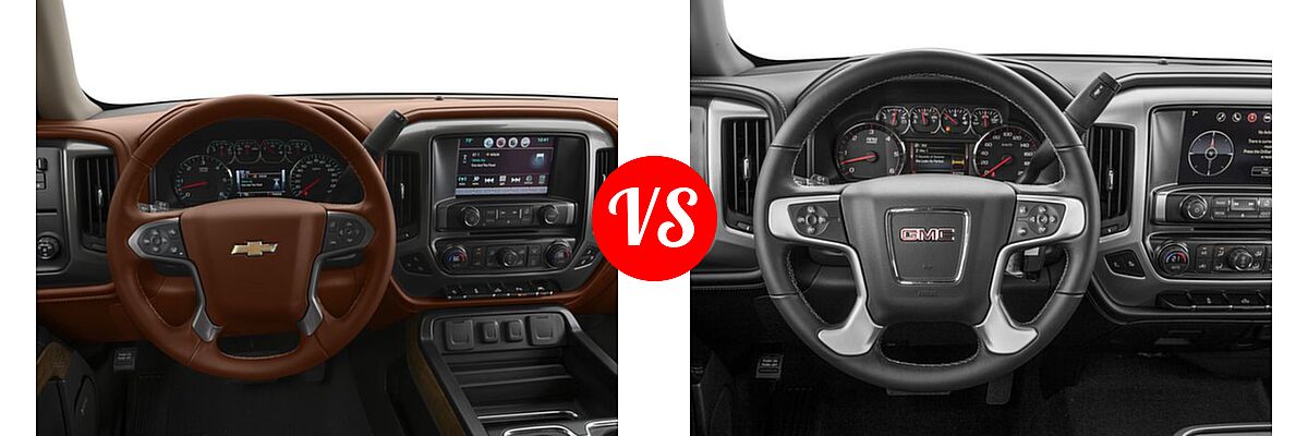 2016 Chevrolet Silverado 1500 Pickup High Country vs. 2016 GMC Sierra 1500 Pickup SLE - Dashboard Comparison