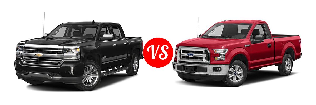 2016 Chevrolet Silverado 1500 Pickup High Country vs. 2016 Ford F-150 Pickup XLT - Front Left Comparison