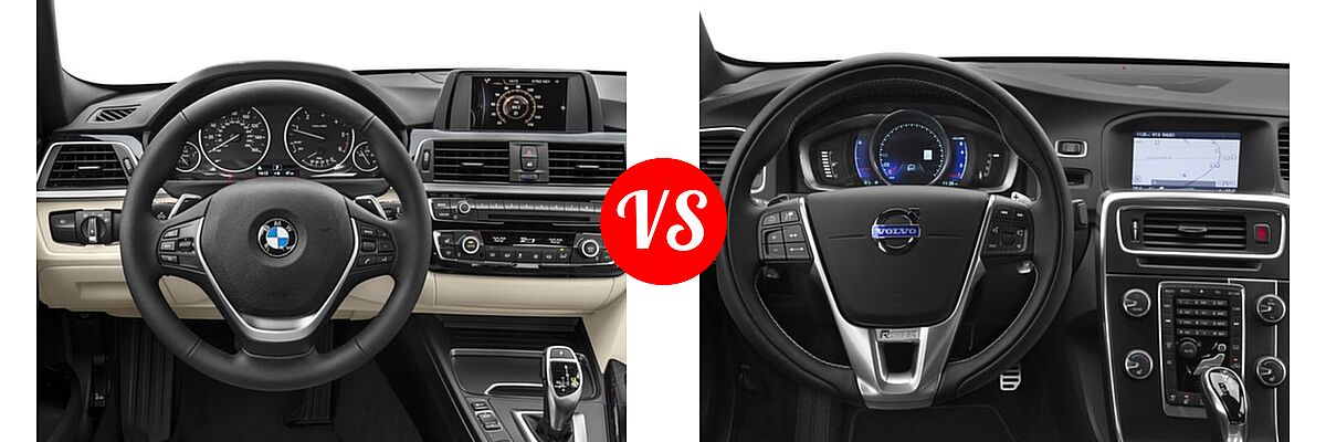 2016 BMW 3 Series Sedan Diesel 328d / 328d xDrive vs. 2016 Volvo S60 Sedan T6 Drive-E R-Design / T6 Drive-E R-Design Platinum / T6 R-Design / T6 R-Design Platinum - Dashboard Comparison