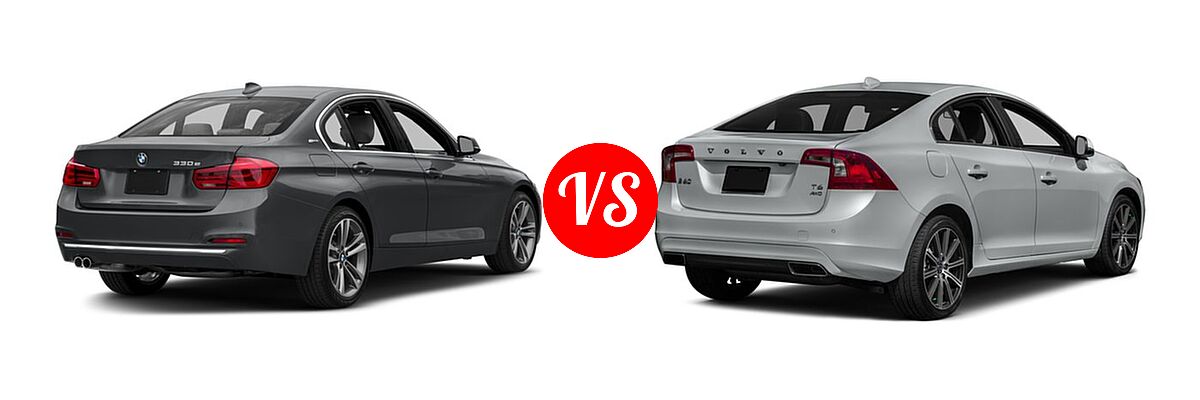 2016 BMW 3 Series eDrive Sedan 330e vs. 2016 Volvo S60 Sedan T5 / T5 Drive-E / T5 Drive-E Premier / T5 Premier / T6 Drive-E / T6 Drive-E Platinum - Rear Right Comparison