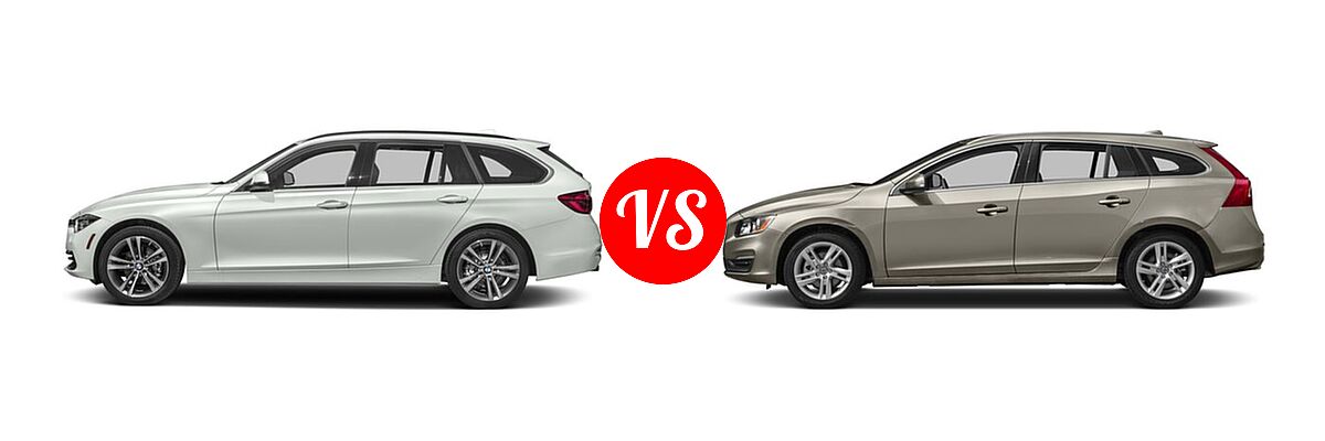 2016 BMW 3 Series Wagon 328i xDrive vs. 2016 Volvo V60 Wagon T5 / T5 Drive-E / T5 Drive-E Platinum / T5 Drive-E Premier / T5 Platinum / T5 Premier - Side Comparison