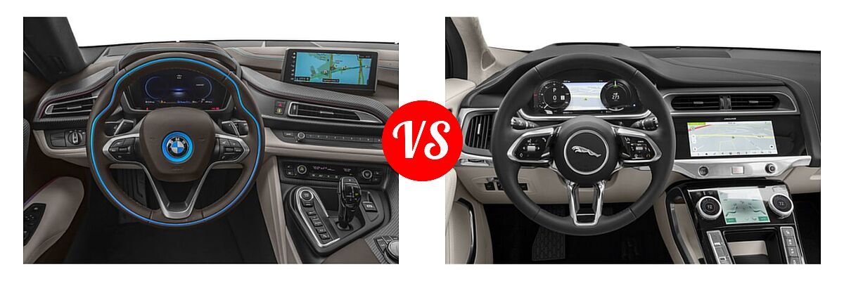 2019 BMW i8 Coupe PHEV Coupe vs. 2020 Jaguar I-PACE SUV Electric HSE / S / SE - Dashboard Comparison