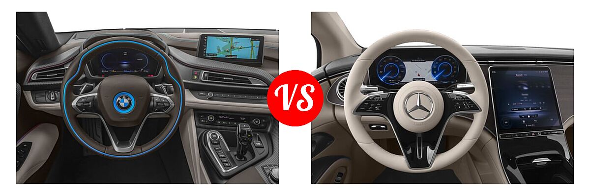 2019 BMW i8 Coupe PHEV Coupe vs. 2022 Mercedes-Benz EQS Sedan Electric EQS 450+ - Dashboard Comparison