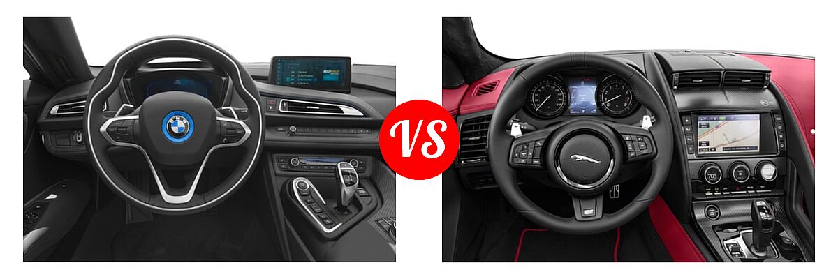 2019 BMW i8 Convertible PHEV Roadster vs. 2018 Jaguar F-TYPE SVR Convertible SVR - Dashboard Comparison