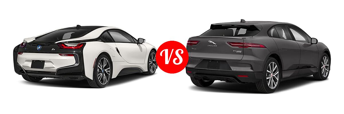 2019 BMW i8 Coupe PHEV Coupe vs. 2020 Jaguar I-PACE SUV Electric HSE / S / SE - Rear Right Comparison