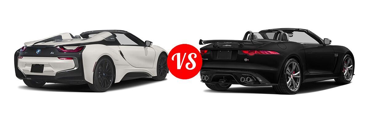 2019 BMW i8 Convertible PHEV Roadster vs. 2018 Jaguar F-TYPE SVR Convertible SVR - Rear Right Comparison