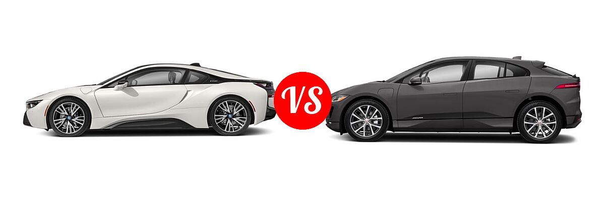 2019 BMW i8 Coupe PHEV Coupe vs. 2019 Jaguar I-PACE SUV Electric First Edition / HSE / S / SE - Side Comparison