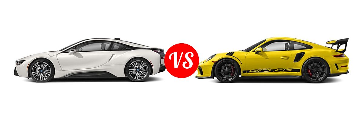2019 BMW i8 Coupe PHEV Coupe vs. 2019 Porsche 911 GT3 RS Coupe GT3 RS - Side Comparison