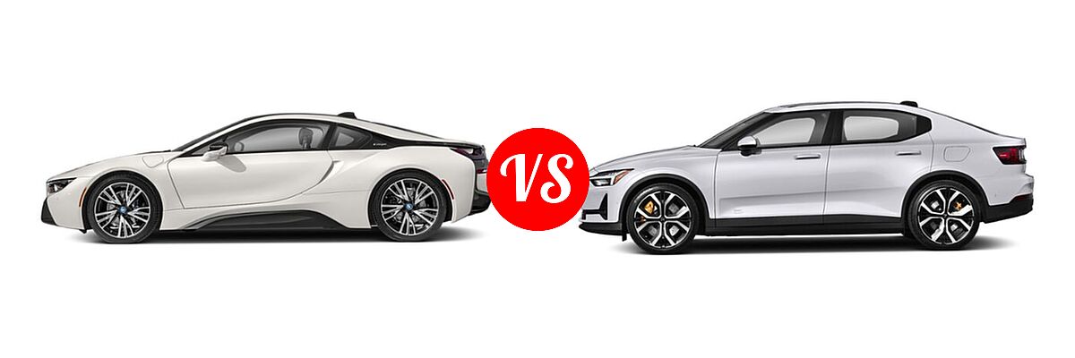 2019 BMW i8 Coupe PHEV Coupe vs. 2022 Polestar 2 Hatchback Electric Long Range Dual Motor - Side Comparison