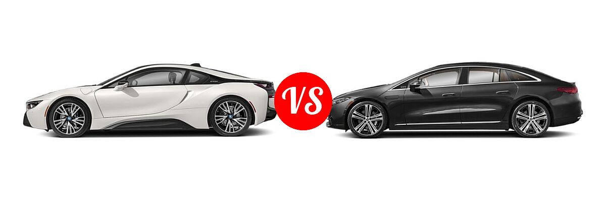 2019 BMW i8 Coupe PHEV Coupe vs. 2022 Mercedes-Benz EQS Sedan Electric EQS 450+ - Side Comparison