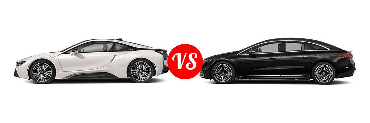 2019 BMW i8 Coupe PHEV Coupe vs. 2022 Mercedes-Benz EQS Sedan Electric EQS 580 - Side Comparison