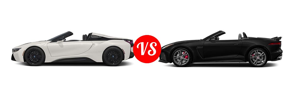 2019 BMW i8 Convertible PHEV Roadster vs. 2018 Jaguar F-TYPE SVR Convertible SVR - Side Comparison