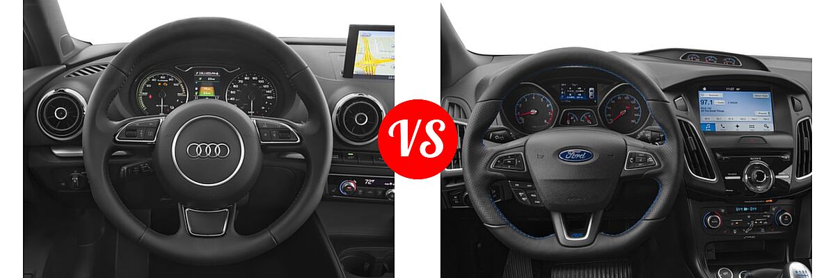 2016 Audi A3 Sportback e-tron Hatchback Premium / Premium Plus / Prestige vs. 2016 Ford Focus RS Hatchback RS - Dashboard Comparison