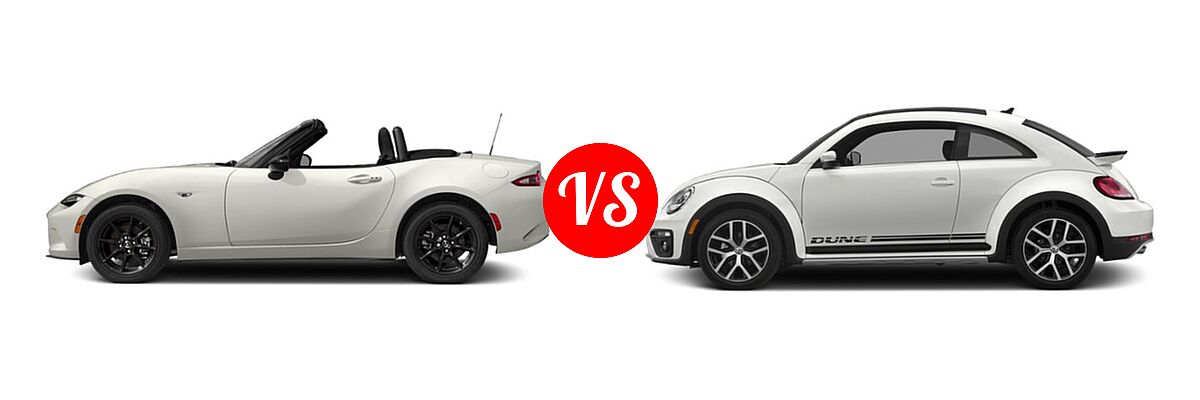 2019 Mazda MX-5 Miata Convertible Sport vs. 2019 Volkswagen Beetle Convertible Convertible Final Edition SE / Final Edition SEL / S / SE - Side Comparison