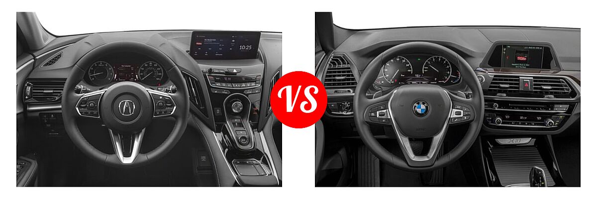 2020 Acura RDX SUV FWD / SH-AWD vs. 2019 BMW X3 SUV sDrive30i / xDrive30i - Dashboard Comparison