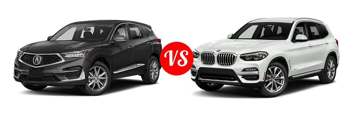 2020 Acura RDX SUV w/Technology Pkg vs. 2019 BMW X3 SUV sDrive30i / xDrive30i - Front Left Comparison
