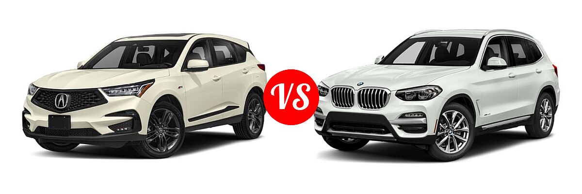 2020 Acura RDX SUV w/A-Spec Pkg vs. 2019 BMW X3 SUV sDrive30i / xDrive30i - Front Left Comparison