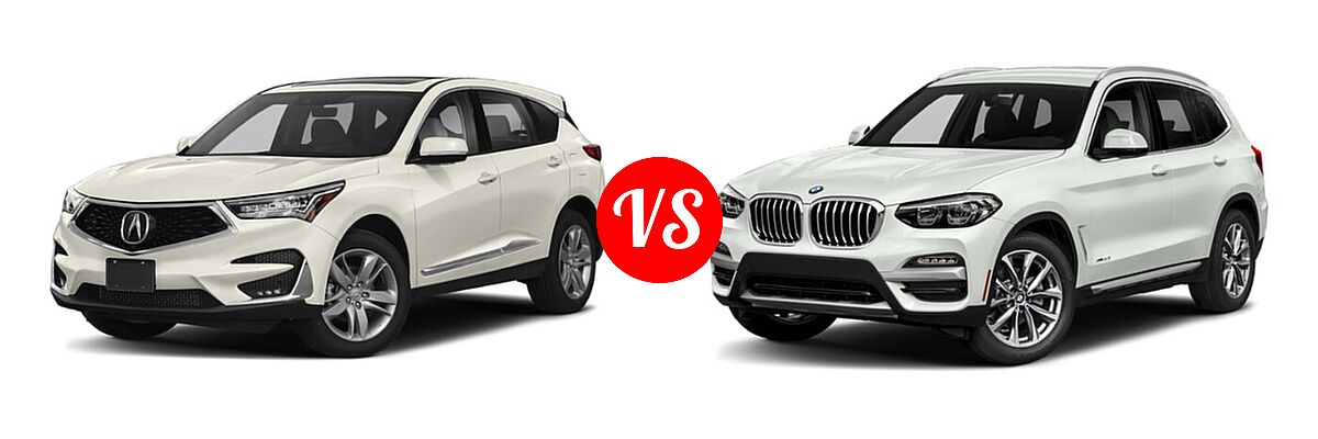 2020 Acura RDX SUV w/Advance Pkg vs. 2019 BMW X3 SUV sDrive30i / xDrive30i - Front Left Comparison