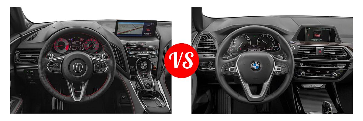 2020 Acura RDX SUV w/A-Spec Pkg vs. 2019 BMW X3 SUV sDrive30i / xDrive30i - Dashboard Comparison