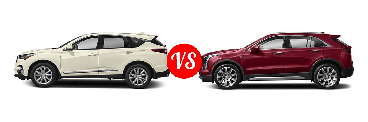 2020 Acura RDX SUV FWD / SH-AWD vs. 2019 Cadillac XT4 SUV AWD Luxury / AWD Premium Luxury / AWD Sport / FWD Luxury / FWD Premium Luxury / FWD Sport - Side Comparison