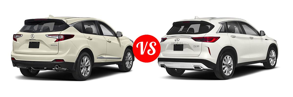 2020 Acura RDX SUV FWD / SH-AWD vs. 2019 Infiniti QX50 SUV ESSENTIAL / LUXE / PURE - Rear Right Comparison