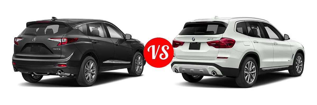 2020 Acura RDX SUV w/Technology Pkg vs. 2019 BMW X3 SUV sDrive30i / xDrive30i - Rear Right Comparison