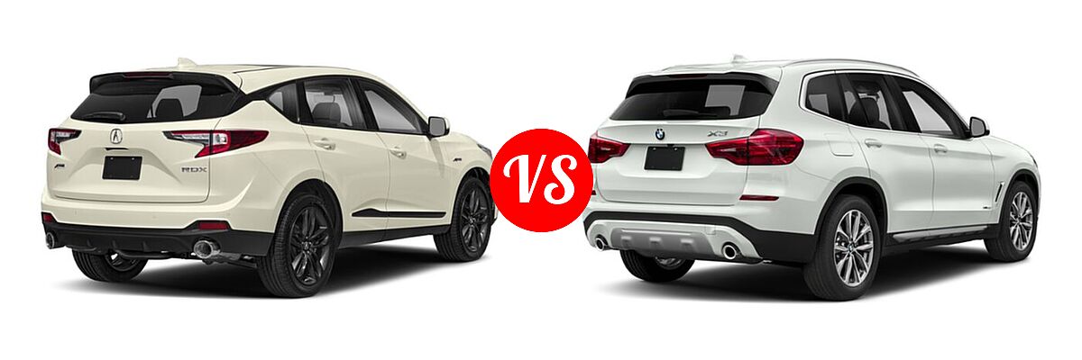 2020 Acura RDX SUV w/A-Spec Pkg vs. 2019 BMW X3 SUV sDrive30i / xDrive30i - Rear Right Comparison