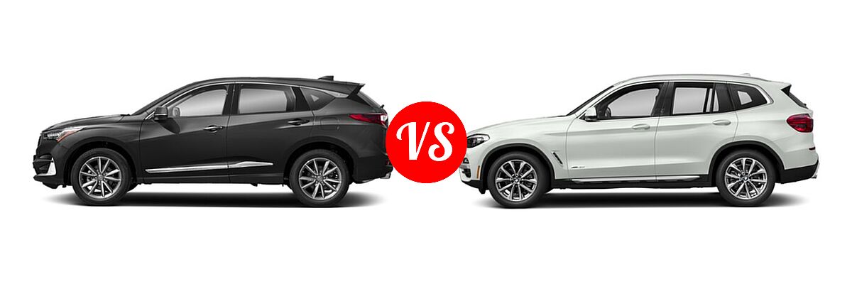 2020 Acura RDX SUV w/Technology Pkg vs. 2019 BMW X3 SUV sDrive30i / xDrive30i - Side Comparison