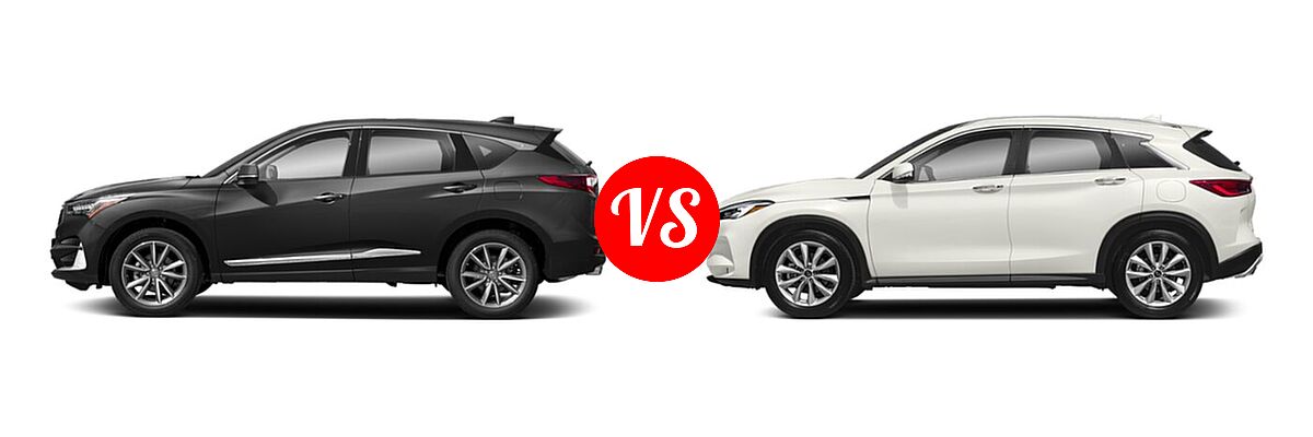 2020 Acura RDX SUV w/Technology Pkg vs. 2019 Infiniti QX50 SUV ESSENTIAL / LUXE / PURE - Side Comparison