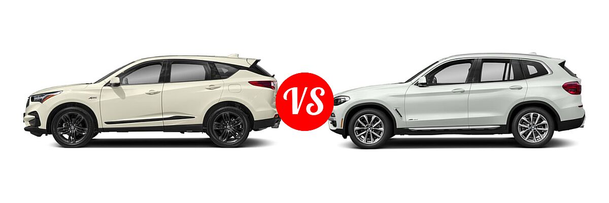 2020 Acura RDX SUV w/A-Spec Pkg vs. 2019 BMW X3 SUV sDrive30i / xDrive30i - Side Comparison