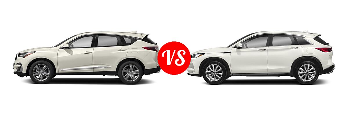 2020 Acura RDX SUV w/Advance Pkg vs. 2019 Infiniti QX50 SUV ESSENTIAL / LUXE / PURE - Side Comparison