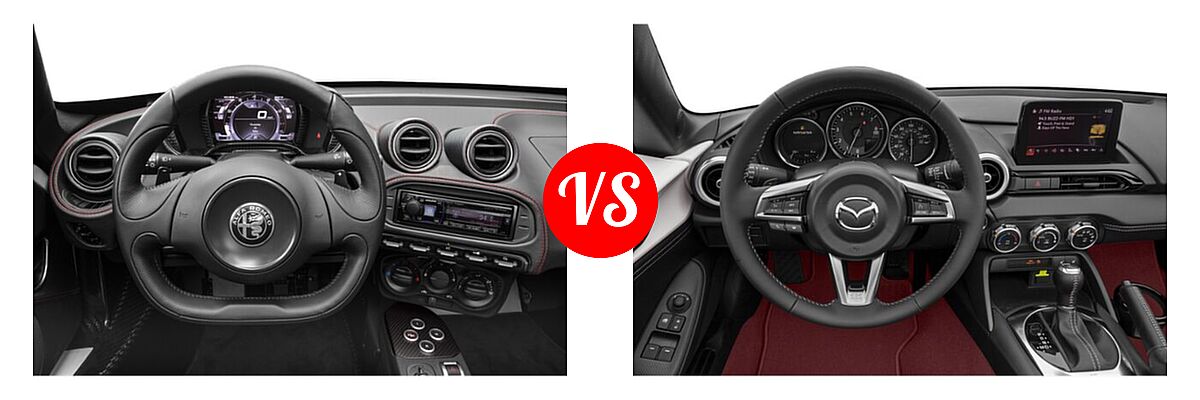 2020 Alfa Romeo 4C Spider Convertible Spider vs. 2020 Mazda MX-5 Miata Convertible Club - Dashboard Comparison