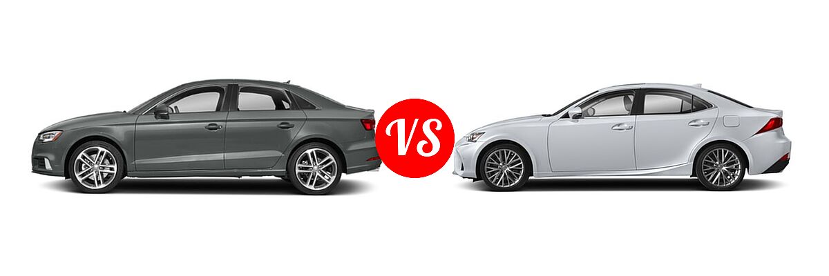 2020 Audi A3 Sedan Premium / Premium Plus / S line Premium / S line Premium Plus vs. 2018 Lexus IS 300 Sedan IS 300 - Side Comparison