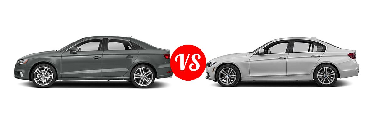 2020 Audi A3 Sedan Premium / Premium Plus / S line Premium / S line Premium Plus vs. 2018 BMW 3 Series Sedan Diesel 328d / 328d xDrive - Side Comparison