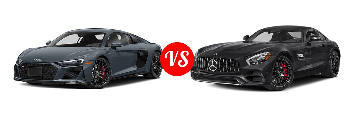 2020 Audi R8 Coupe V10 / V10 performance vs. 2018 Mercedes-Benz AMG GT Coupe AMG GT / AMG GT C / AMG GT R / AMG GT S - Front Left Comparison