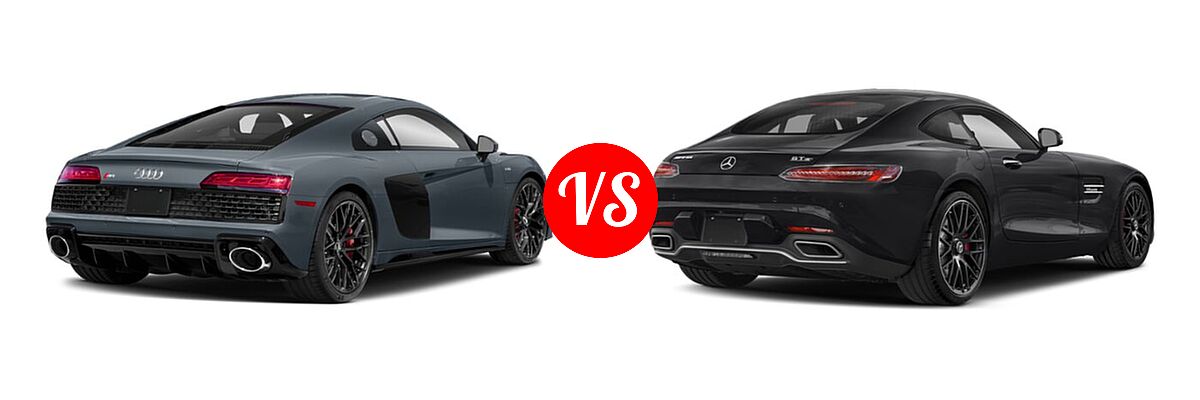 2020 Audi R8 Coupe V10 / V10 performance vs. 2018 Mercedes-Benz AMG GT Coupe AMG GT / AMG GT C / AMG GT R / AMG GT S - Rear Right Comparison