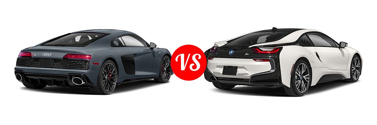2020 Audi R8 Coupe V10 / V10 performance vs. 2019 BMW i8 Coupe PHEV Coupe - Rear Right Comparison