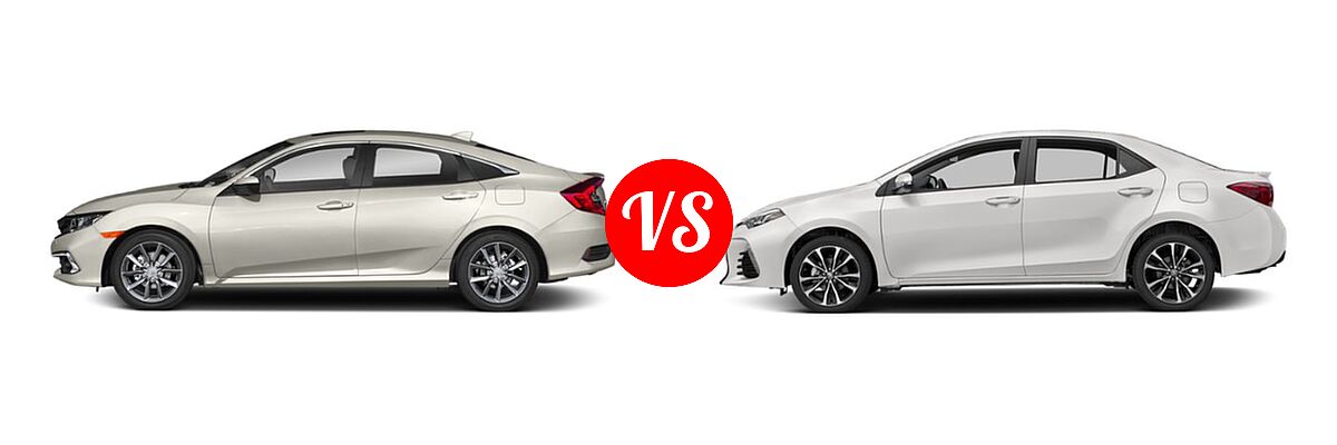 2019 Honda Civic Sedan EX vs. 2019 Toyota Corolla Sedan L / LE / LE Eco / LE Eco w/Premium Package / XLE - Side Comparison