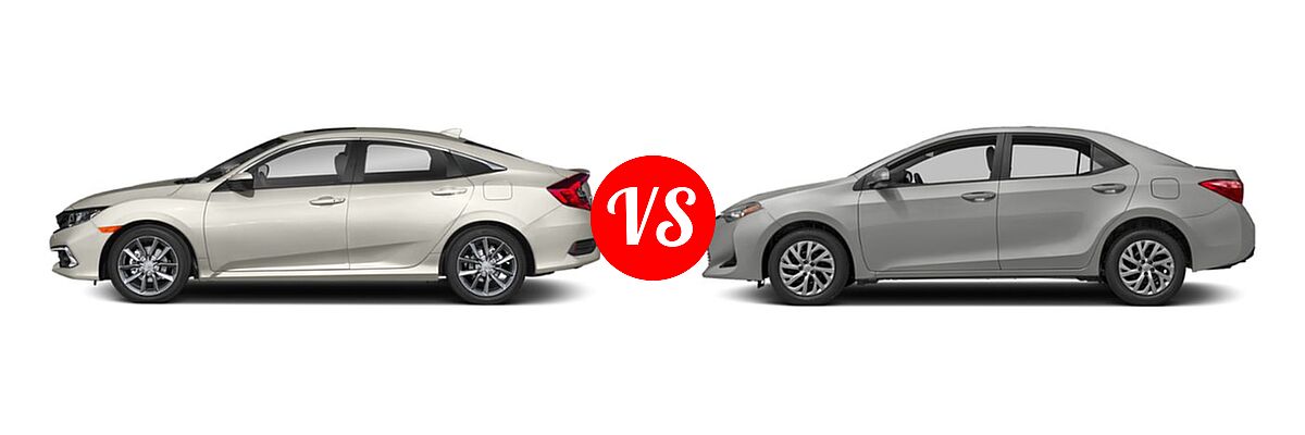 2019 Honda Civic Sedan EX vs. 2019 Toyota Corolla Sedan SE / XSE - Side Comparison