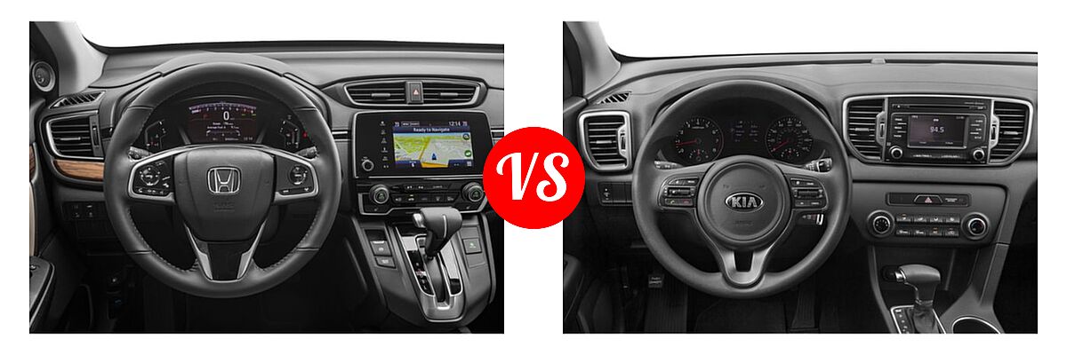 2019 Honda CR-V SUV LX vs. 2019 Kia Sportage SUV LX - Dashboard Comparison