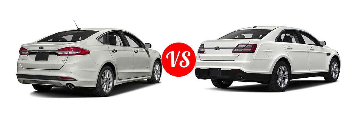2017 Ford Fusion Hybrid Sedan Hybrid S / Hybrid SE vs. 2017 Ford Taurus Sedan Limited / SE / SEL - Rear Right Comparison