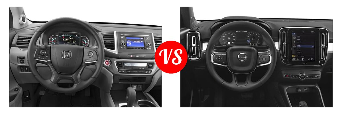 2019 Honda Pilot SUV LX vs. 2019 Volvo XC40 SUV Momentum / R-Design - Dashboard Comparison