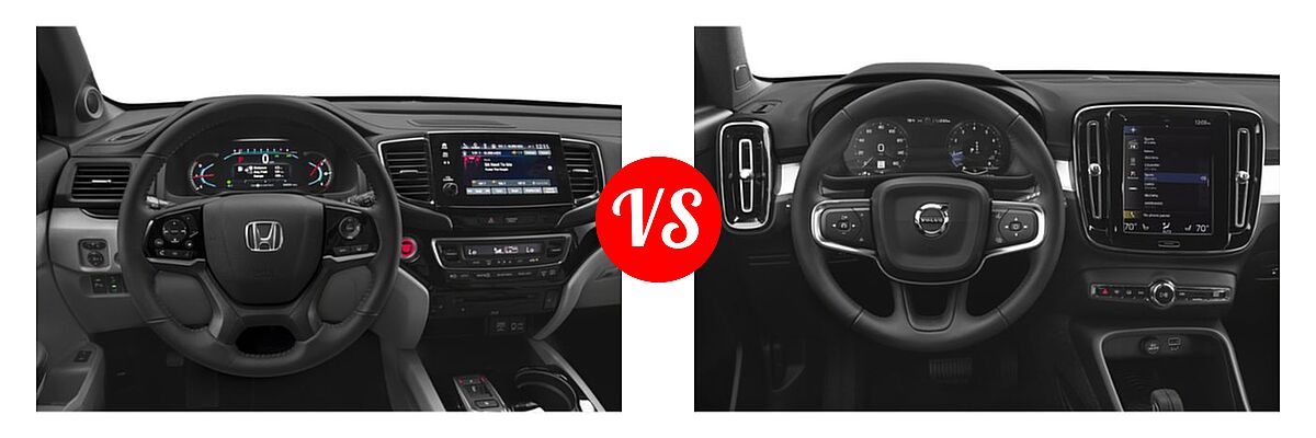 2019 Honda Pilot SUV Touring 8-Passenger vs. 2019 Volvo XC40 SUV Momentum / R-Design - Dashboard Comparison