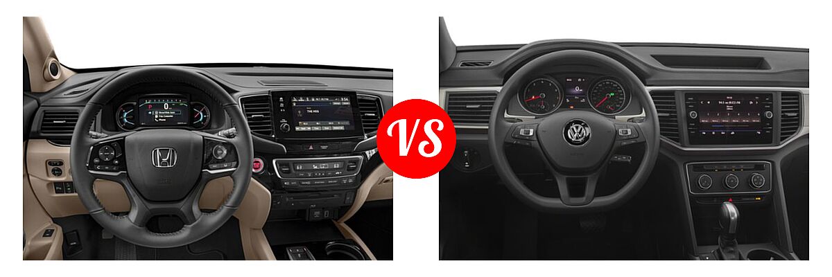 2019 Honda Pilot SUV Touring 7-Passenger vs. 2019 Volkswagen Atlas SUV 2.0T S / 3.6L V6 S / 3.6L V6 SE / 3.6L V6 SE w/Technology / 3.6L V6 SE w/Technology R-Line / 3.6L V6 SEL / 3.6L V6 SEL Premium / 3.6L V6 SEL R-Line - Dashboard Comparison